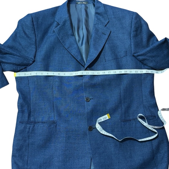 Bachrach Classic 3 Button Micro Houndstooth Navy Blazer 50R - Picture 3 of 11